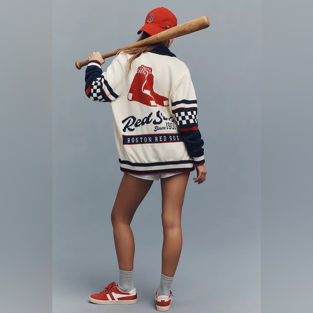 Anthropologie The Wild Collective MLB Boston Red Sox Cardigan Sweater Size XS